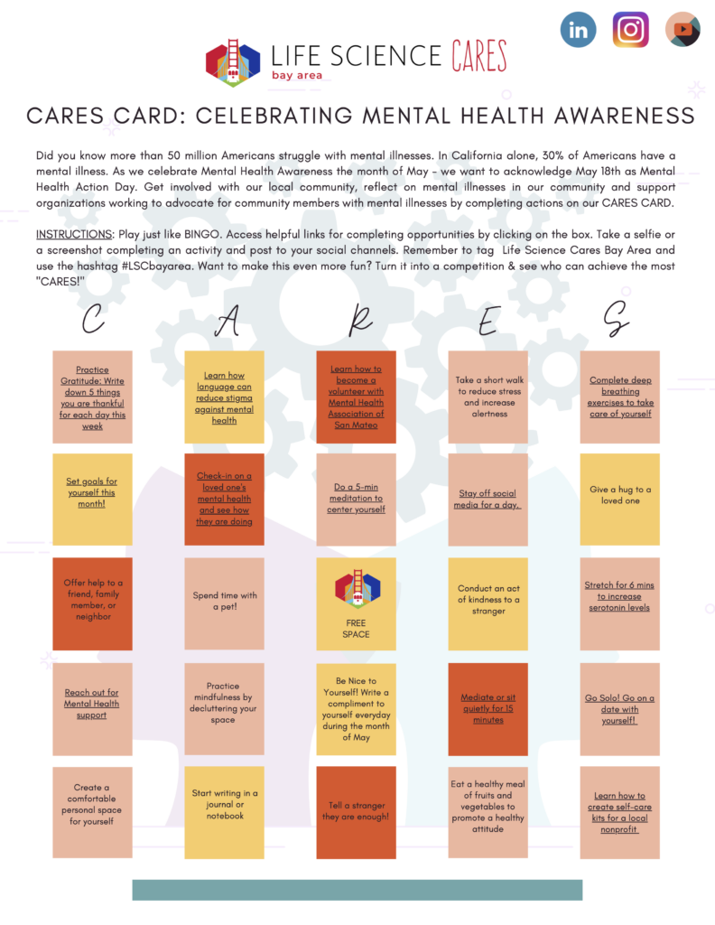 Life Science Cares Bay Area - Mental Health Awareness - CARES Card